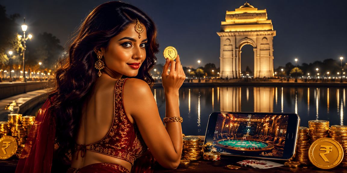 People enjoying mobile casino games near India Gate at sunset