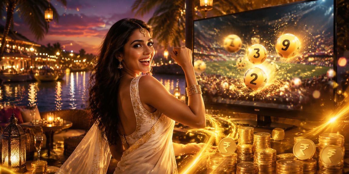 Player enjoying slots game on mobile phone in Goa with festive ambience